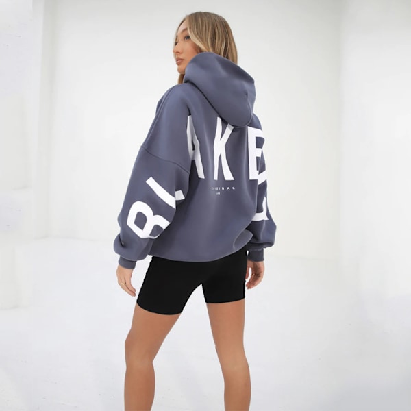 Blakely Hoodies Damtröja med Huva Långärmad Pullover Jumper Casual Toppar Blå M M Blue