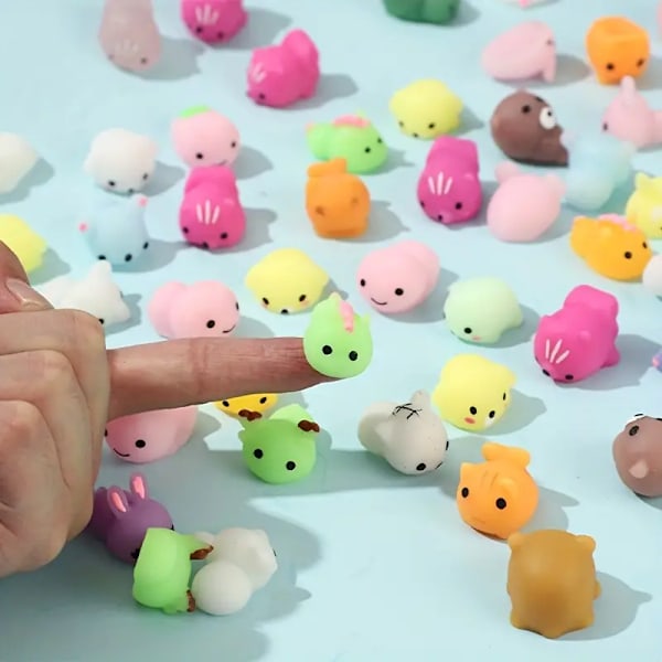 20 st Mini Squishy Leksaker för Barn - Slumpmässiga Djur Mini Squishes - Födelsedagspresent