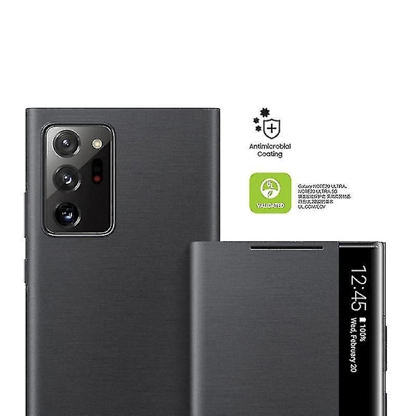 Samsung Mirror Smart View Flip-fri svaring deksel for Galaxy Note 20/Note 20 Ultra 5g Telefon LED deksel S-view deksel EF-ZN985 Mobiltelefon C (For Note 20, Svart)