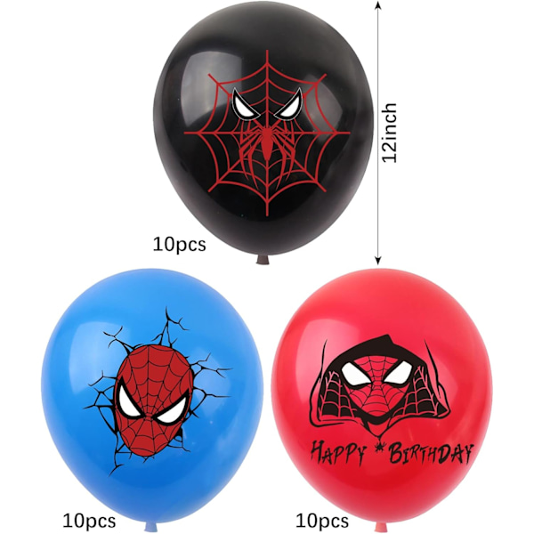 Spider-Man Ballondekorationssæt til fødselsdagsfest - 30 stk. temaballoner[JR]