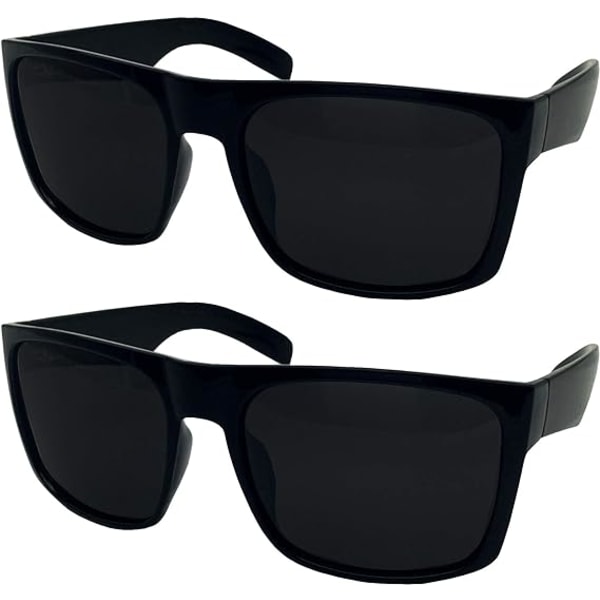 2-pakning XL polariserte solbriller for menn med stor bred ram - stor passform