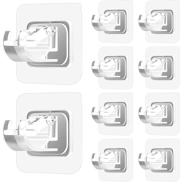 10-pack Självhäftande Gardinstångshållare - Ingen Borrning Krävs Transparent