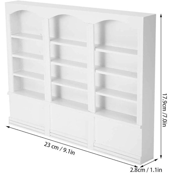 1:12 Dockhus Bokhylla i Trä, Mini Bokhylla Vitrinskåp