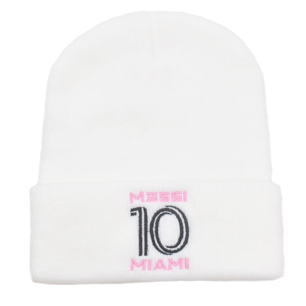 Mub- Miami Messi Hat AW 10 Broderet Strikket Hat Ventileret Varmt Koldt Kasket No. 10 - white