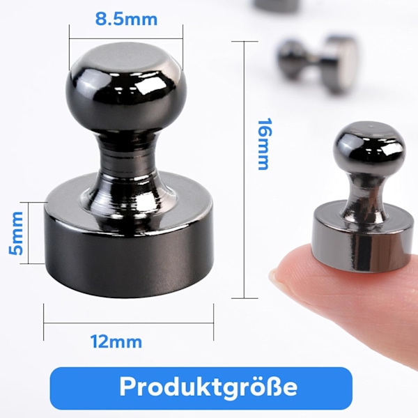 30-pakkaus pieniä neodyymimagneetteja jääkaappiin, valkotaululle, askarteluun, kotitoimistoon ja kouluun, mustia minimagneetteja[JR] Black 30PCS