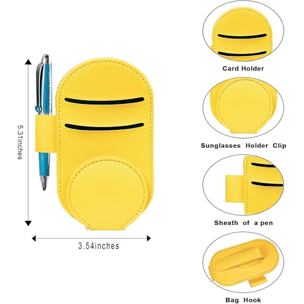 3 stk solbrillegardinholdere til bil, solskjerm, lær solbriller