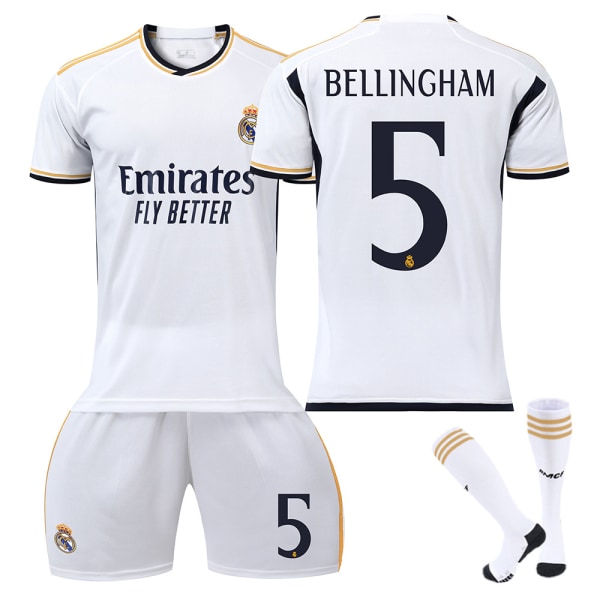 23-24 Bellingham 5 Real Madrid drakt Ny sesong Siste Voksen Fotballdrakter for barn Kids 28(150-160cm)