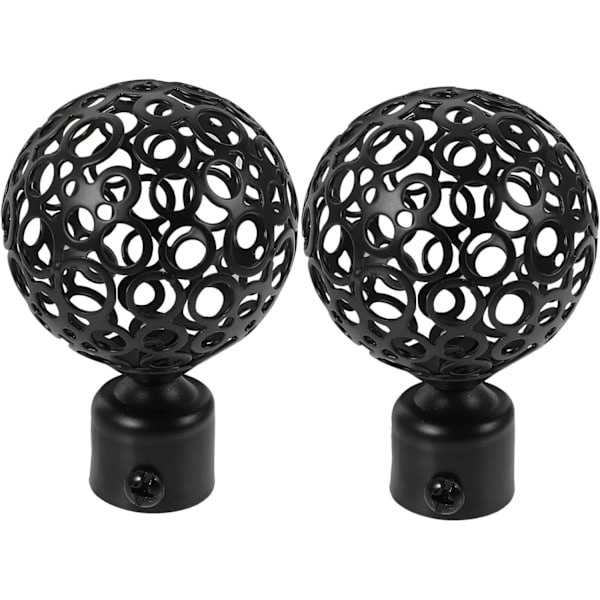 2 Mustaa Verhotangon Päätykappaletta Koristeelliset Ikkunatankojen Päät Metalliset Päätykappaleet 22 mm Yhteensopiva (Merkki)[JSR] kanssa Black