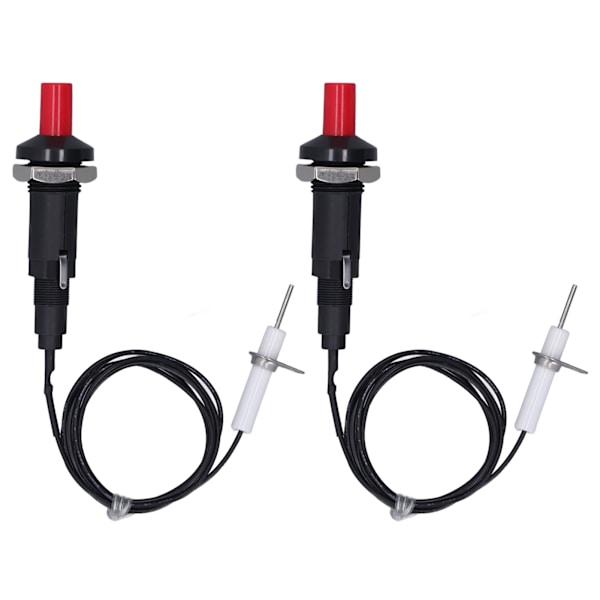 2 Piezo Tændere 1 Ud 2 Trykknap med Tænderledning 1m Piezoelektrisk Tænding til Åben Pejs Ovn Varmelegeme Køkken
