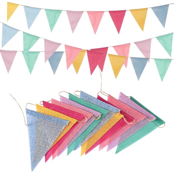 Vimpelbannerflagg Pastell - Fargerike trekantbannere for bursdager Skolekarneval Garland Utendørs Bunting Festdekorasjoner 4 strenger