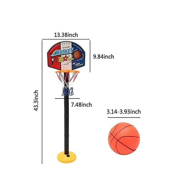 Justerbar basketballkurv og stativ for barn, bærbar basketballpumpe, innendørs og utendørs sportsaktivitet