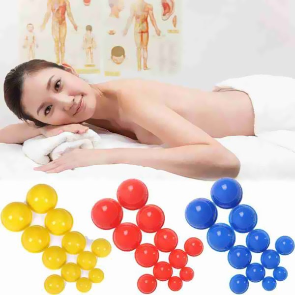 12-pack Silikonkoppar Set Akupunktur Koppning Terapi Set Professionell Kroppsmassage Vakuumkoppar Koppar Set