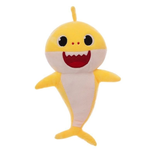 Baby söt haj plysch leksak kudde, interaktiv mjuk plyschdjur haj plushie dockor älskare jul födelsedagspresent heminredning (gul)