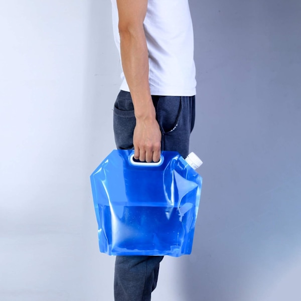 4-pack 5L hopfällbar vattenbehållare för bil, utomhus, sport, vandring, camping, grillning, picknick (blå)