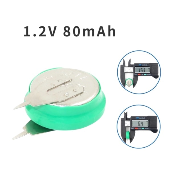 NiMh Laddningsbara Batterier med Hög Kapacitet Långvariga 1,2V 80mAh Myntcellsbatterier med Lödstift för Elektrisk Leksak