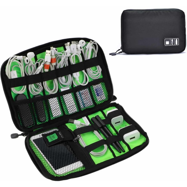 Elektronisk Organizer Liten Resekabel Organizer Bag Svart M