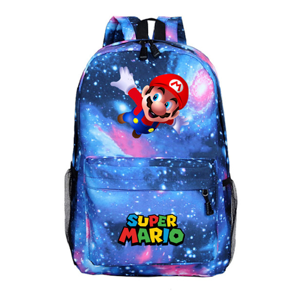 Super Mario Spill Ryggsekk Tegneserie Student Skoleveske Reiseveske Starry Blue