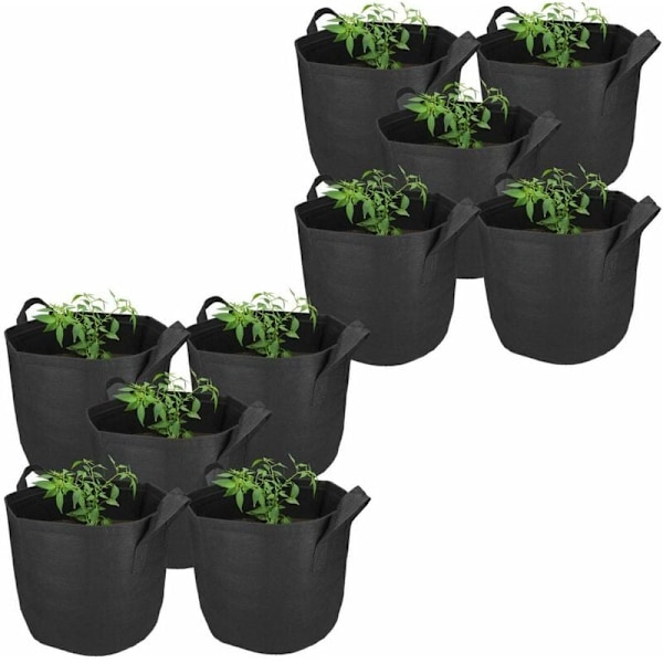 10x 19L Planteposer - Plantepotter af stof med håndtag