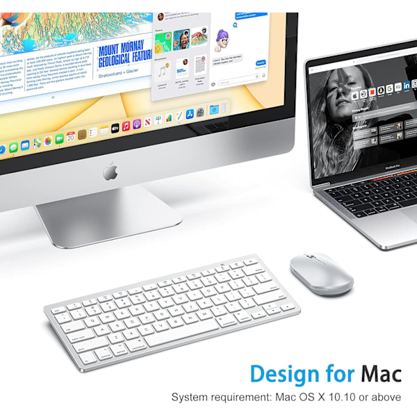 Bluetooth tastatur til Mac, kompakt trådløs tastatur kompatibel