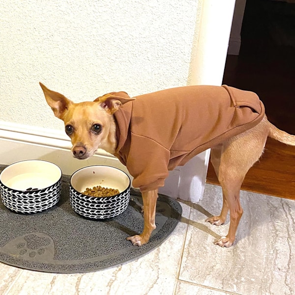 Vinterhundtröjor med fickor Varma hundkläder för små hundar Chihuahua-jackor Små hund- och kattkläder (L, Kaffe) L