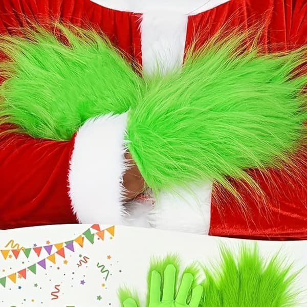 Julehue og Plys Luffer Sæt, Festlige Rollespil Kostume Tilbehør til Voksne 2pcs/set Green