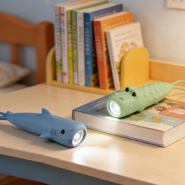 A Cute Animal-Shaped Rechargeable Flashlight, a Portable Dual-Function Hanging LED Flashlight. Green