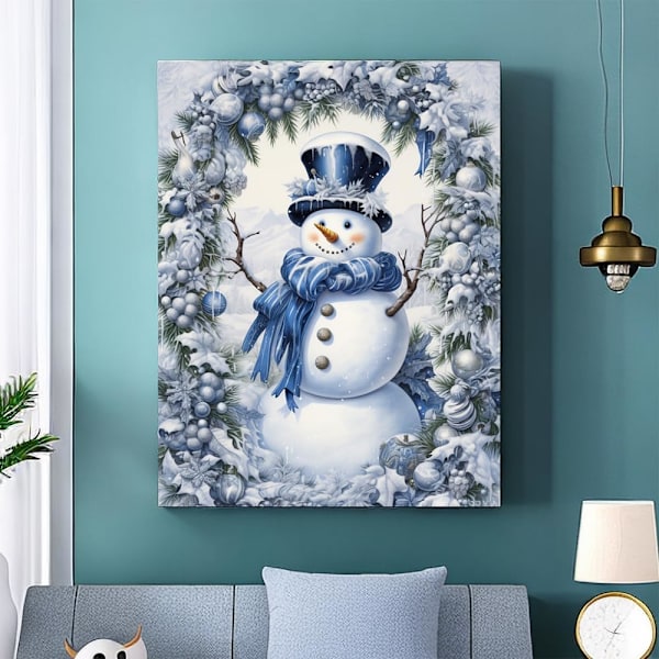 Snögubbe Diamantmålning Kit för Vuxna & Barn Nybörjare, Jul Diamantmålning för Full Rund Borr, DIY Måla med Diamantpunkter 12 * 16 tum