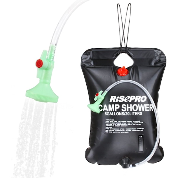 Gallon 20L Solduschväska Uppvärmd Campingduschväska Temperaturindikator Varmvatten Vandring Bergsklättring