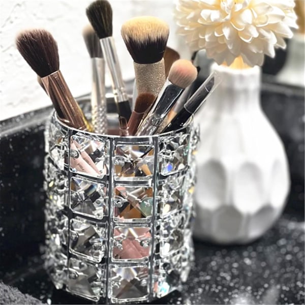 Makeup Penselholder Organizer Guld Krystal Bling Personlig Guld Kam Pensler Blyant Opbevaringsboks Beholder