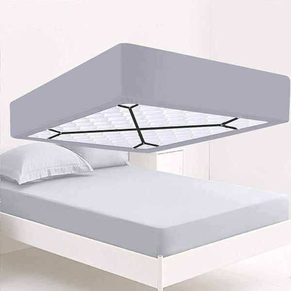 (2-pack) Justerbara lakanclips med metallklämmor, plastklämsystem, justerbara