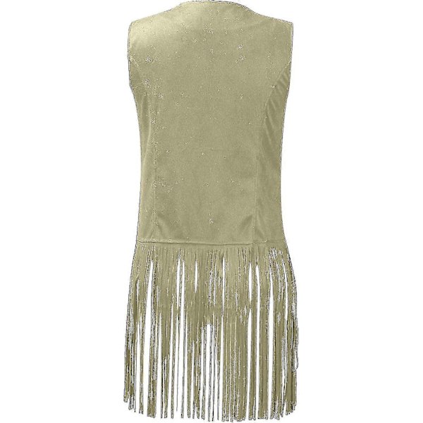 70-talls topper for kvinner denimskjorte disco frynsevest jakke - perfekt grønn Green XL