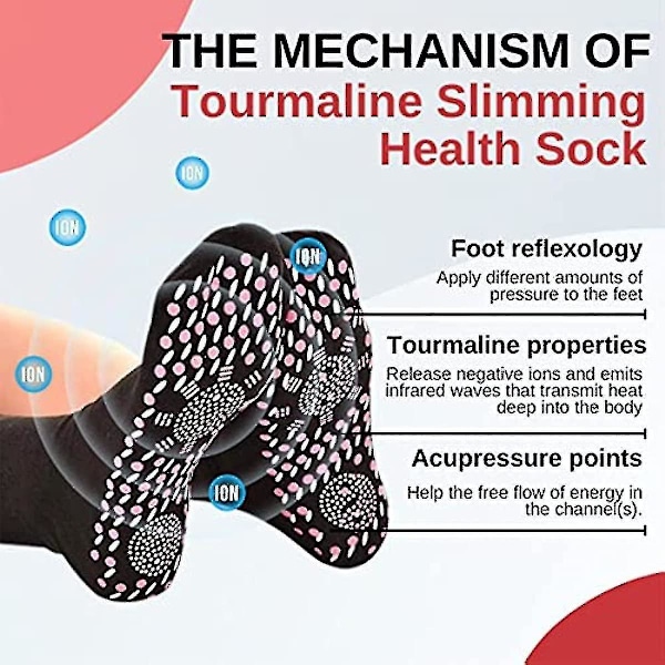 5 par turmaliini akupressuuri itseään lämmittäviä muotosukkia Afiz turmaliini laihtuminen Health Sock Tourm