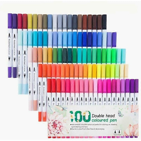 Akrylpennor, 100 färger permanenta vattentäta markörpennor för stenmålning, DIY fotoalbum, akrylpennor för plast (JS)
