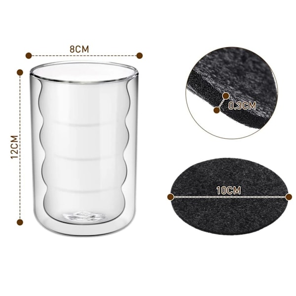 Latte Macchiato glas, dobbeltvægget 350 ml, kaffeglas, termoglas