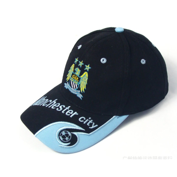 Broderad keps Unisex justerbar fotbollsk kep Manchester City Black