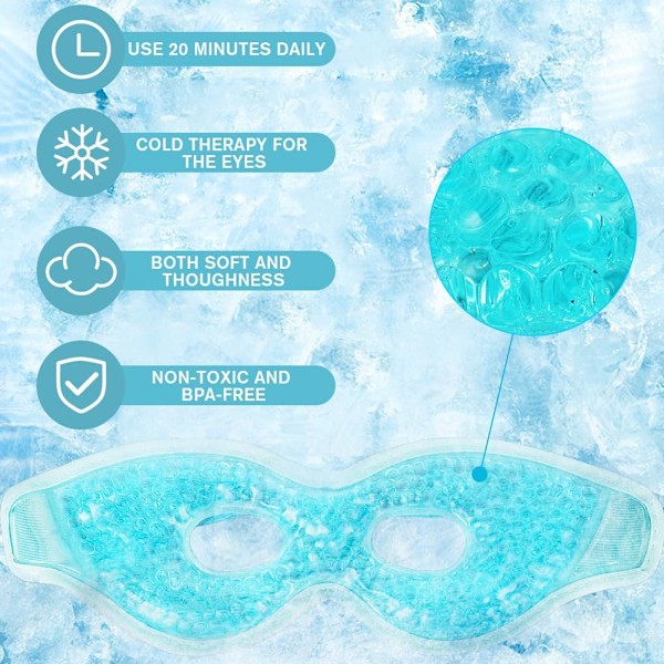 Kølende Gel Øjenmasker 2-pak til Migrænelindring & Hævede Øjne[JR] 2PCS