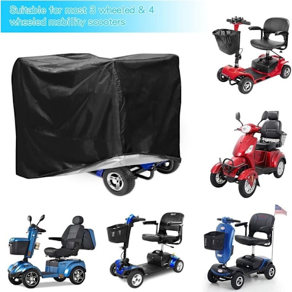 Vandtæt overtræk til el-scooter - 210D Oxford - Til kørestol - vandtæt og slidstærkt regnslag (140 x 66 x 91 cm)(JS)