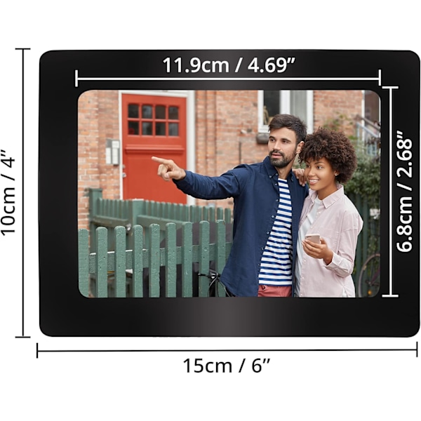 15-pakkaus mustia magneettisia valokuvakehyksiä jääkaappiin - Pitää 10x15cm / 4x6 tuuman valokuvia - Jääkaapin pakastimen valokuvakollaasi Single Color