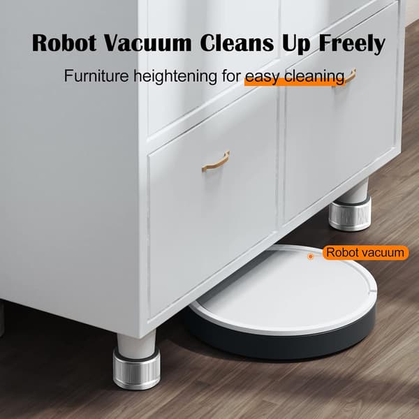 Furniture Risers 2.5 cm Adjustable, 4-Pack Metal Bed Risers Increase Height 2.5-4.3 cm, Heavy Duty Sofa Risers (Small - Silver - 4 pcs) Silver