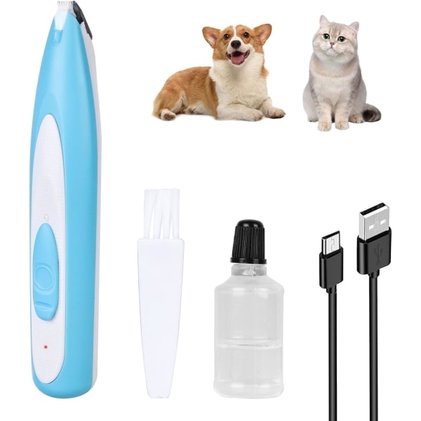 Tyst hund- och kattklotrimmer med LED-ljus och lila lampa - djurhår
