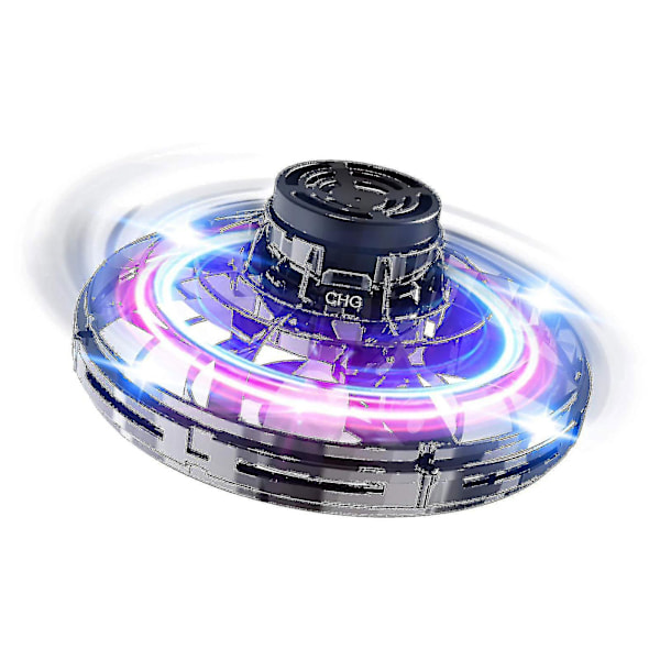 Handdrivna minidroner, Fidget Flying Spinner med lampor, UFO-drönare Flygande leksaker, Coola prylar