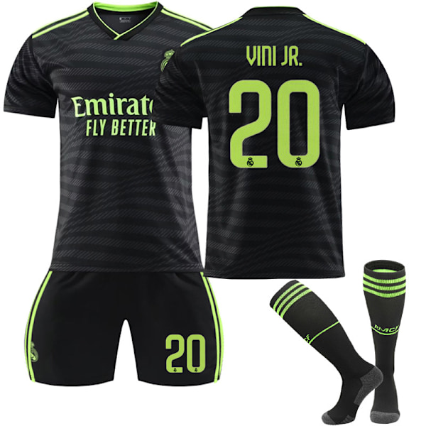 22-23 Real Madrid Borte Fotballtrøye No.20 Vini Jr Suit Kids 22(120-130CM)