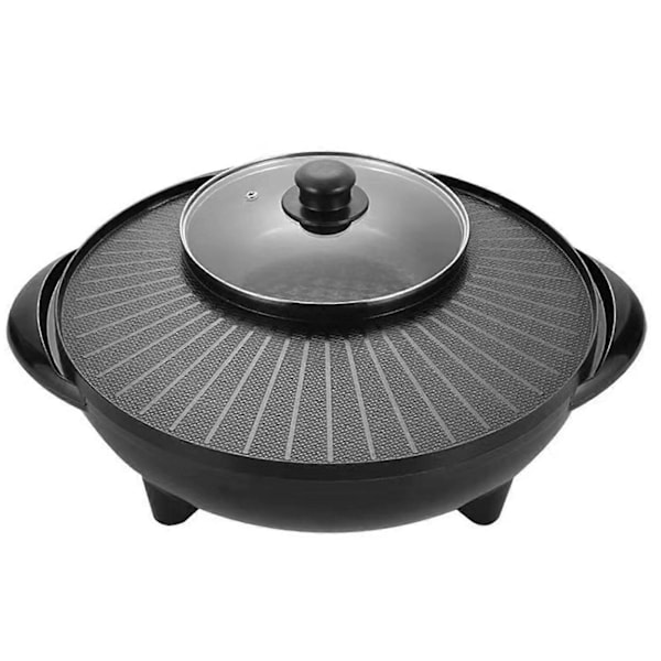 Sähkögrilli ja hot pot 2 in 1 kannettava keittiöväline pyöreä monitoiminen korealainen BBQ perheelle sisätiloissa piknikille retkeilyyn ulkona[ch] 34cm