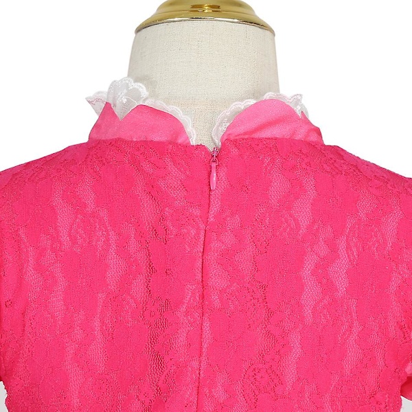 4st Flickor Prinsessa Peach Klänning Super Brothers Cosplay Kostym Maskeradkläder Rollspel Rosa Rose 140
