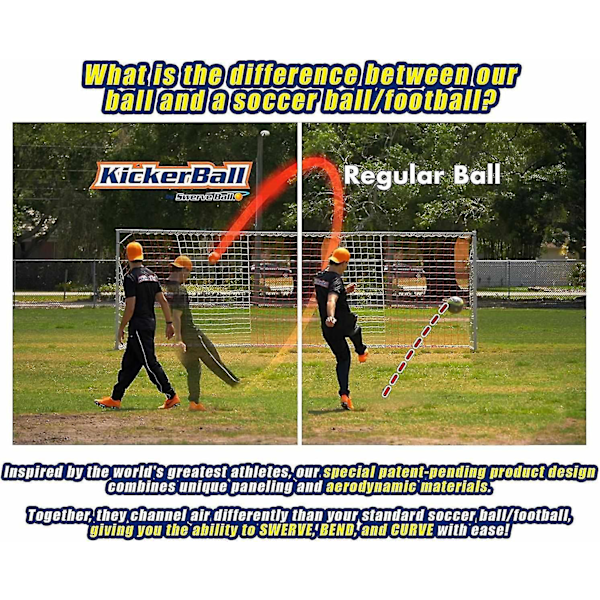 Kickerball - Curve and Swerve Fodbold/fodboldlegetøj - Spark som profferne, god gave til drenge og[C]