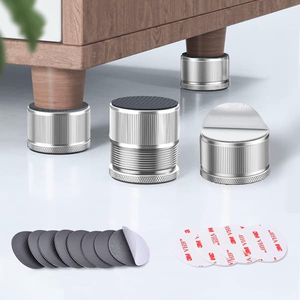 Furniture Risers 2.5 cm Adjustable, 4-Pack Metal Bed Risers Increase Height 2.5-4.3 cm, Heavy Duty Sofa Risers (Small - Silver - 4 pcs) Silver