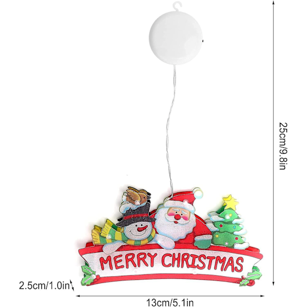 Dekorationslys, 10 LED-hængende lys med sugekop, Glædelig Jul Glasvinduesdekoration Lys, Juletræspynt Lys
