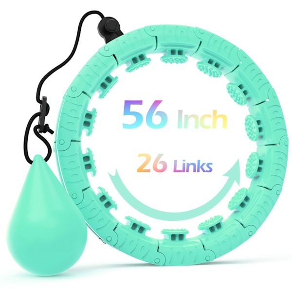 Vægtet hulahopring med 26 led (56 tommer) til vægttab for voksne, Infinity Hoop Plus Size, smart træningsudstyr til kvinder green