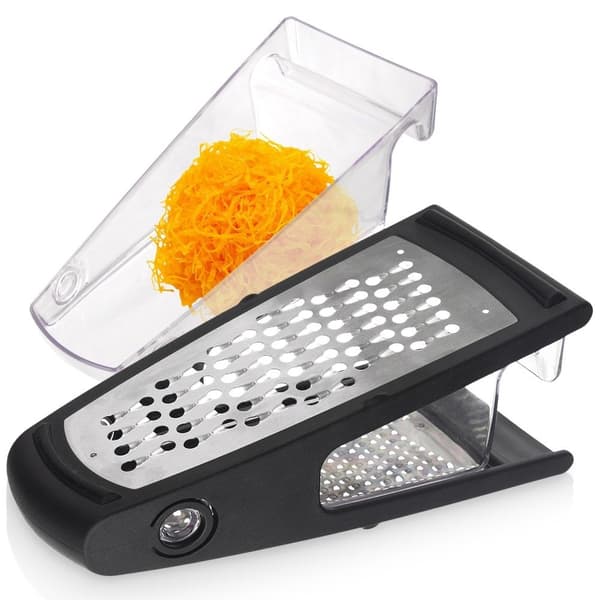Practical kitchen grater with two blades and stainless steel container 399