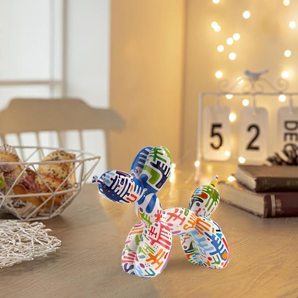 Resin Ballong Hund Skulptur Abstrakt Hund Staty Dekorativ Figur Graffiti Konst Söt Djur Resin Hantverk Dekor Style 2